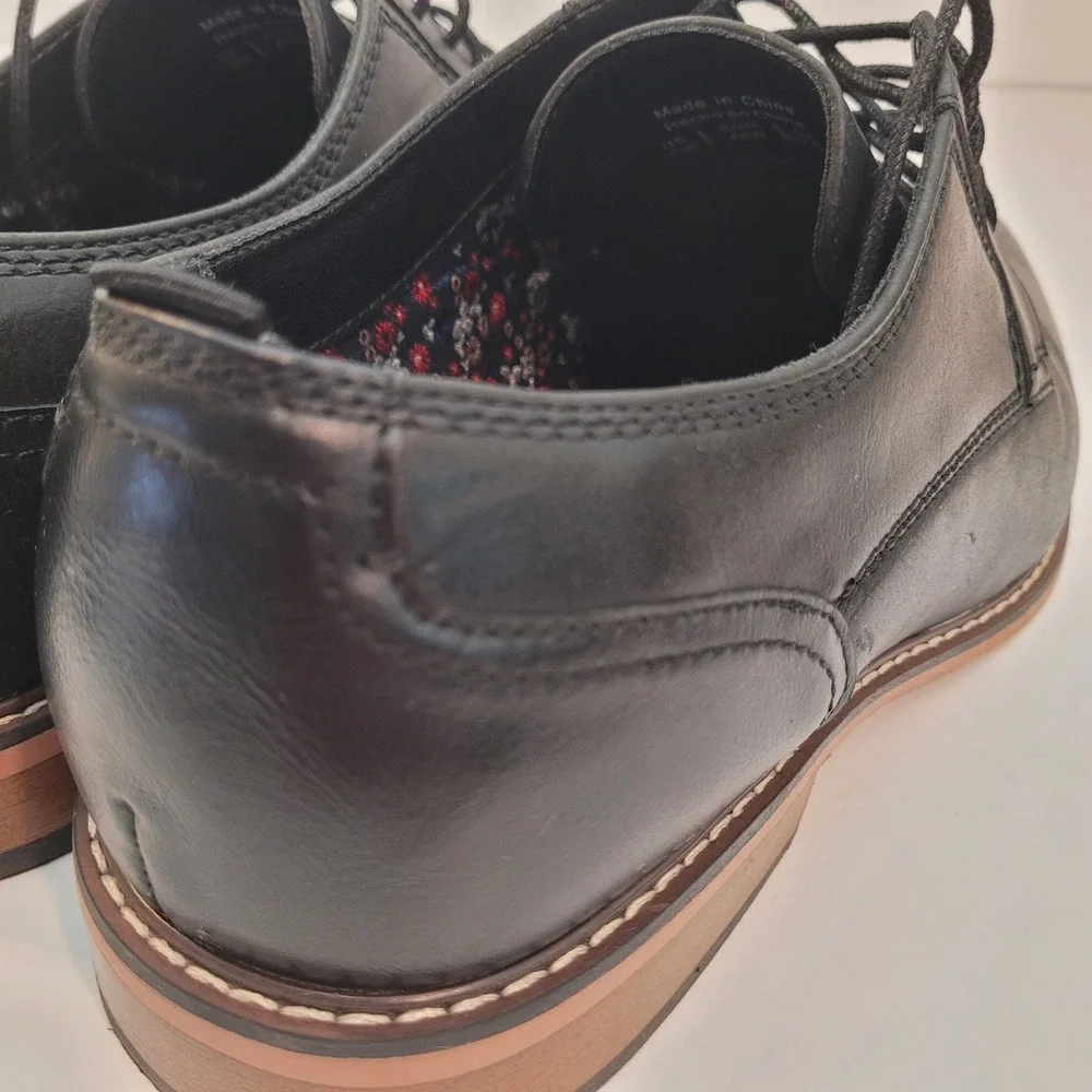 Madden Derby Shoes Men Black Lace Up‎ Plain Toe Ortholite 11W Wide Width